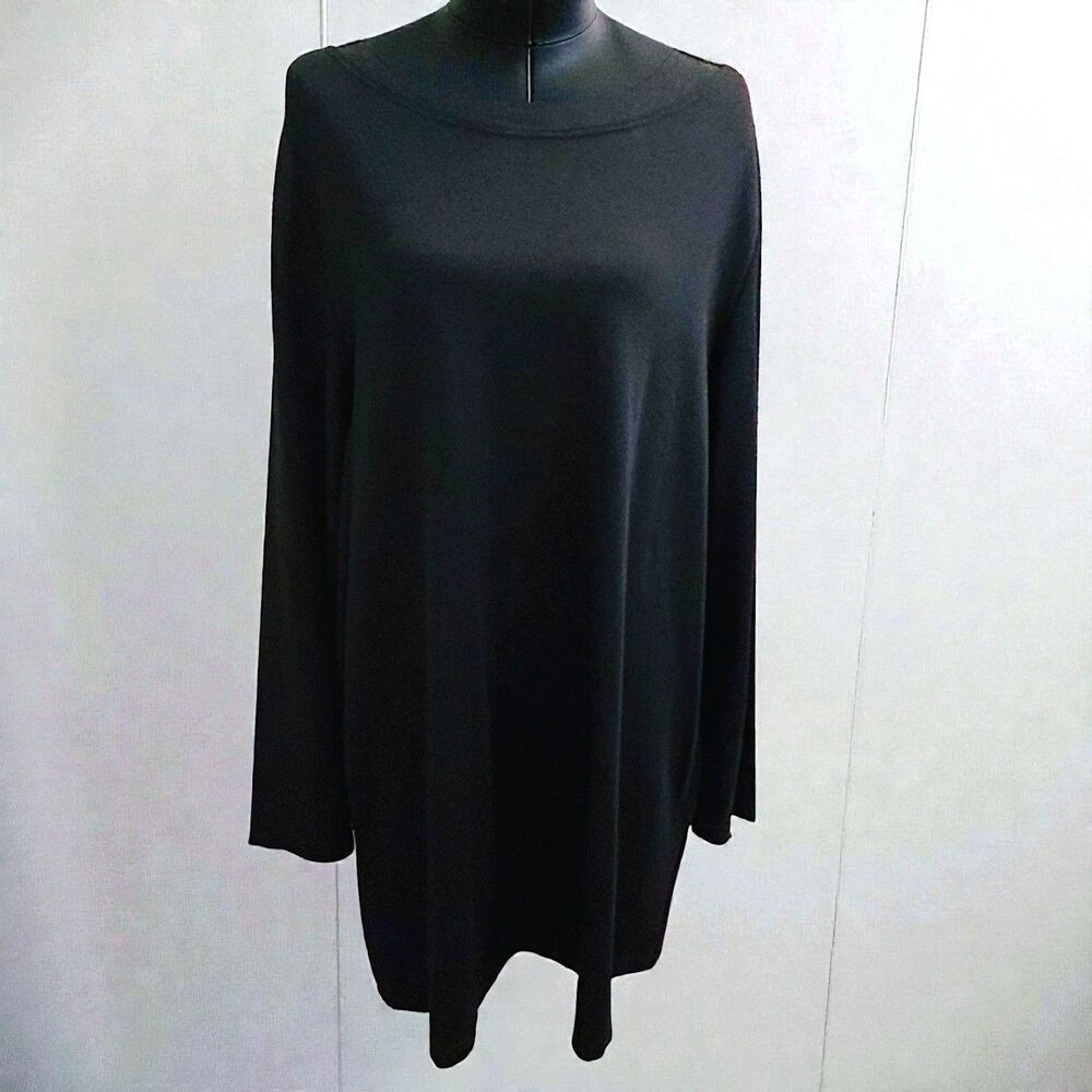 Bryn Walker Size Medium Dress Black Long Sleeve Modal Blend Pockets Lagenlook